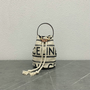 セリーヌ CELINE XX-CE196532BBS　2022年最新入荷 ティーン ドローストリング トートバッグ バスゲットバッグ 斜め掛け ショルダーバッグ テキスタイル