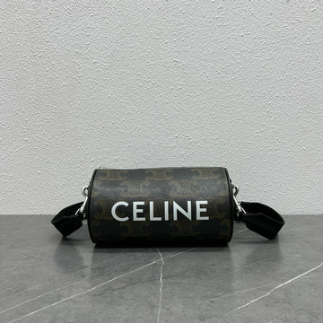 セリーヌ CELINE XX-CE110055BKF　2022年最新入荷 シリンダーバッグ 斜め掛け ショルダーバッグ クロスボディバッグ CELINEプリント入り トリオンフキャンバス