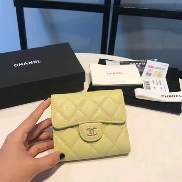シャネル CHANEL CC-CH8228　2022年最新入荷 三つ折り短財布 キャビアスキン ショートウォレット 小銭入れ