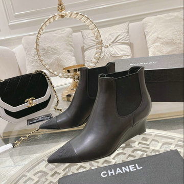 商品名称：シャネル CHANEL 26-CHJ22054P　2022年秋冬最新入荷 ウィメンズ ウェッジソール アンクルブーツ ミドルヒールシューズ レディースシューズ カーフレザー