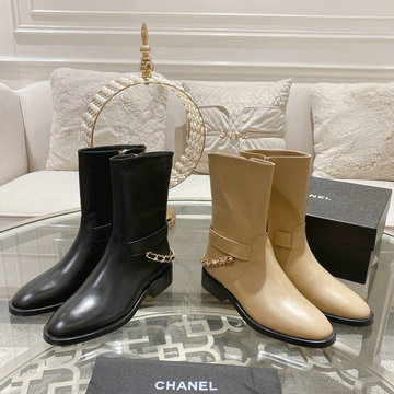 シャネル CHANEL 26-CHJ22056　2022年秋冬最新入荷 ウィメンズ ショートブーツ ローヒールシューズ レディースシューズ ジップクロージャー カーフレザー