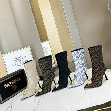 フェンディ FENDI 26-FDJ22004　2022年秋冬最新入荷 ショートブーツ ハイヒールシューズ ピンヒール レディースシューズ ジップクロージャー