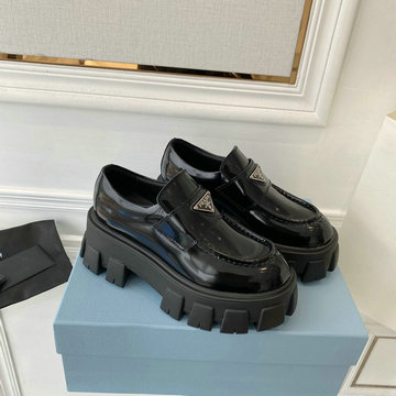 プラダ PRADA 26-PDJ22009　2022年秋冬最新入荷 ローファー 厚底シューズ プラットフォーム レディースシューズ 靴