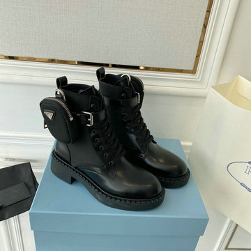商品名称：プラダ PRADA 26-PDJ22017　2022年秋冬最新入荷 ウィメンズ マーティンブーツ レースアップ ショートブーツ ローヒールシューズ レディースシューズ カーフレザー