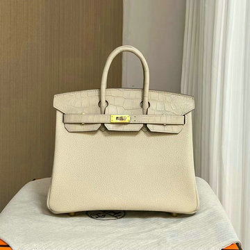 エルメス HERMES 063-HBK25TEWQJBB　2022最新入荷 バーキンバッグ トップハンドルバッグ トートバッグ ハンドバッグ レディースかばん TOGO革＋クロコ革