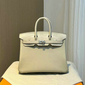 エルメス HERMES 063-HBK25TEWQJBH　2022最新入荷 バーキンバッグ トップハンドルバッグ トートバッグ ハンドバッグ レディースかばん TOGO革＋クロコ革