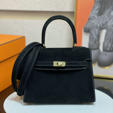 エルメス HERMES 063-HKL20JPJBK　2022最新入荷 ケリー ポシェット トップハンドルバッグ トートバッグ ハンドバッグ 2way 斜め掛け ショルダーバッグ スエード
