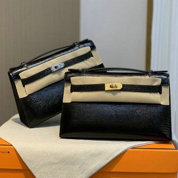 エルメス HERMES 063-HKL22XPQBK　2022最新入荷 ケリー ポシェット トップハンドルバッグ トートバッグ ハンドバッグ 2way 斜め掛け ショルダーバッグ リザード革
