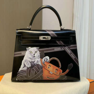 エルメス HERMES 063-HKL25BXYYBK　2022最新入荷 ケリー トップハンドルバッグ トートバッグ ハンドバッグ 2way 斜め掛け ショルダーバッグ BOX革