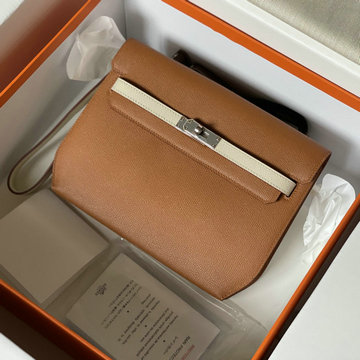 エルメス HERMES 063-HKLD25SBPYJZ　2022最新入荷 ケリー デペチェス ポーチ ストラップ付き 手持ちかばん クラッチバッグ ショルダーバッグ ヴォーエプソン