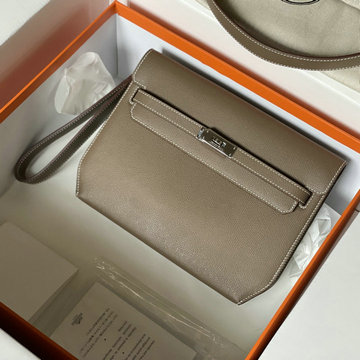 エルメス HERMES 063-HKLD25SQYDH　2022最新入荷 ケリー デペチェス ポーチ ストラップ付き 手持ちかばん クラッチバッグ ショルダーバッグ ヴォーエプソン