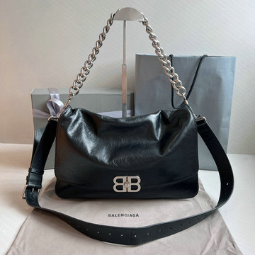 商品名称：バレンシアガ BALENCIAGA 025-BA748488BK 2023年最新入荷 BB ソフト フラップバッグ チェーン付き ホーボーバッグ ショルダーバッグ クロスボディバッグバッグ