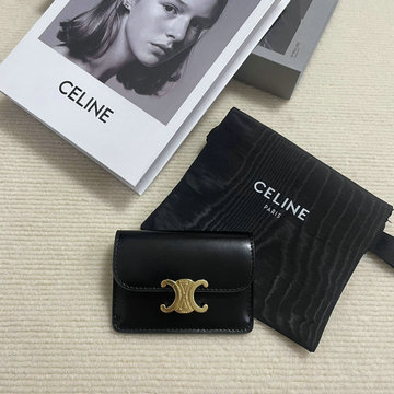 セリーヌ CELINE 025-CE10I583PBK 2023年最新入荷 トリオンフフラップ付きカードホルダー 二つ折り短財布 ショートウォレット 名刺れ カードケース