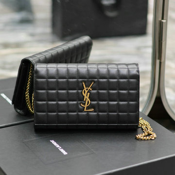 イヴサンローラン Saint laurent YSL 025-YSL743364YBK 2023年最新入荷 カサンドラ マテラッセ カレ チェーンウォレット 斜め掛け ショルダーバッグ