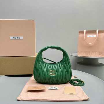 ミュウミュウ MIUMIU 99-MM5BC125ZG 2023最新入荷 ワンダー ホーボーバッグ トートバッグ ハンドバッグ 2way 斜め掛け ショルダーバッグ クロスボディバッグ