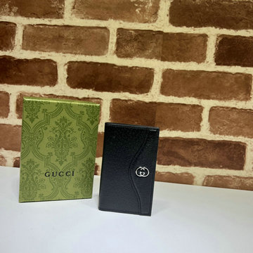 グッチ GUCCI 057-GG735004ZBK 2023年最新入荷 インターロッキングG カードケース フラップ短財布 ショートウォレット 名刺入れ