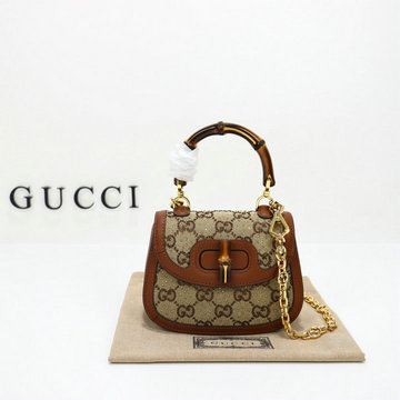 商品名称：グッチ GUCCI 057-GG735116BKF 2023年最新入荷 バンブー 1947 ミニ トップハンドルバッグ チェーンポーチ 斜め掛け ショルダーバッグ クロスボディバッグ