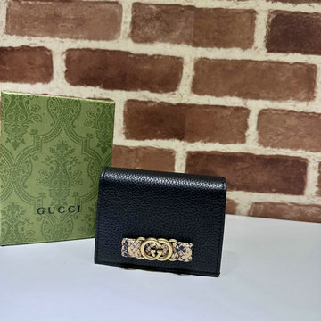 グッチ GUCCI 057-GG746059BK 2023年最新入荷 インターロッキングG パイソン ボウ付き ウォレット 二つ折り短財布 ショートウォレット カード入れ 名刺入れ