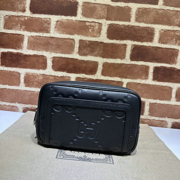 グッチ GUCCI 057-GG760224BK 2023年最新入荷 ジャンボGG ジップポーチ ストラップ付き 手持ちかばん クラッチバッグ ビジネスバッグ