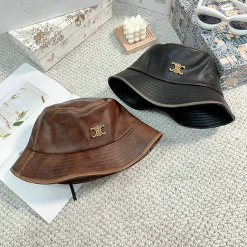 セリーヌ CELINE AN-MZCE23018  2023年秋冬最新入荷 エスバドリーハット ボブハット レザー帽子 短めのブリム