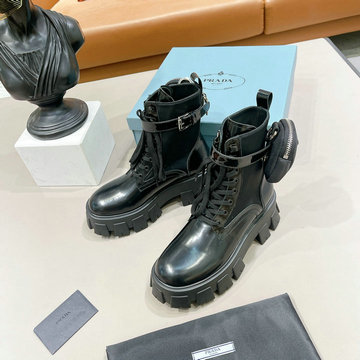 商品名称：プラダ PRADA 26-PDJ23024DL 2023年秋冬最新入荷 マーティンブーツ ショートブーツ 厚底 レースアップシューズ レディースシューズ