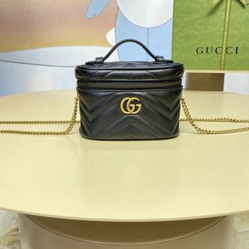 グッチ GUCCI 057-GG699515PBK 2023年最新入荷 GGマーモント ヴァニティー ケース ミニ トップハンドルバッグ 化粧かばん チェーンポーチ 斜め掛け ショルダーバッグ
