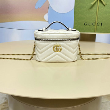 グッチ GUCCI 057-GG699515PBS2023年最新入荷 GGマーモント ヴァニティー ケース ミニ トップハンドルバッグ 化粧かばん チェーンポーチ 斜め掛け ショルダーバッグ
