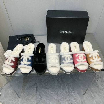 シャネル CHANEL 26-CHJ23066GP 2023年秋冬最新入荷 厚底シューズ ウール サンダル フラットミュール 室内履き スライドサンダル スリッパ ふんわりとしたシアリング 暖かい