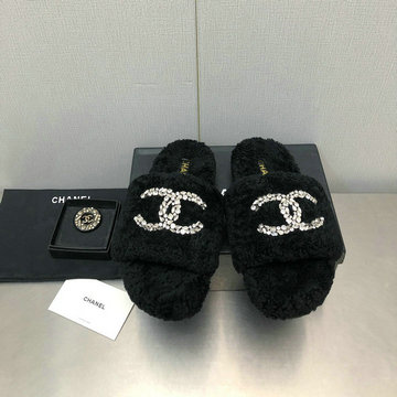 シャネル CHANEL 26-CHJ23070ZQ 2023年秋冬最新入荷 ウール サンダル フラットミュール 室内履き スライドサンダル スリッパ ふんわりとしたシアリング 暖かい