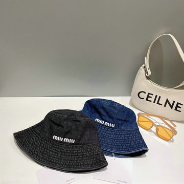 ミュウミュウ MIUMIU AN-MZMM23004 2023年秋冬最新入荷 バケットハット エスバドリーハット デニム帽子 短めのブリム