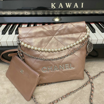 シャネル CHANEL 2022年最新入荷 スモール ホーボーバッグ 斜め掛け ショルダーバッグ クロスボディバッグ レディースかばん カーフレザー