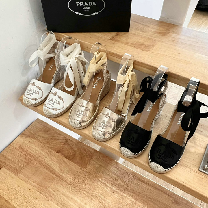 商品名称：プラダ PRADA 26-PDJ23006 2023年春季最新入荷 エスパドリーユシューズ パンプス ハイヒールサンダル ウェッジヒールシューズ カジュアルシューズ レディースシューズ