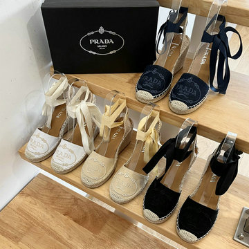 商品名称：プラダ PRADA 26-PDJ23005 2023年春季最新入荷 エスパドリーユシューズ パンプス ローヒールサンダル ウェッジヒールシューズ カジュアルシューズ レディースシューズ