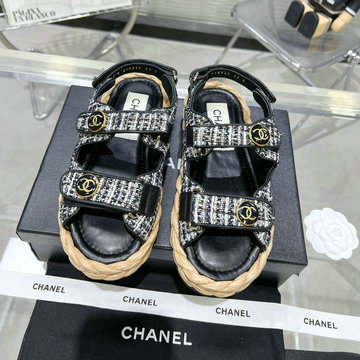 シャネル CHANEL 26-CHJ23024YBBK　2023年春夏最新入荷 スリングバック 厚底サンダル サマーサンダル ビーチサンダル レディースシューズ 靴