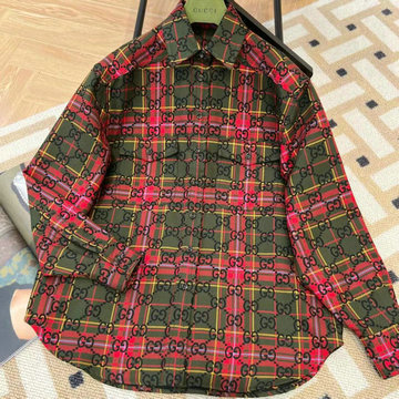 商品名称：グッチ GUCCI MS-CCGG23001　2023年春夏最新入荷 GG タータンチェック ウール シャツ ブラウス ロングスリーブ ワイシャツ コットンポプリン ボタンクロージャー