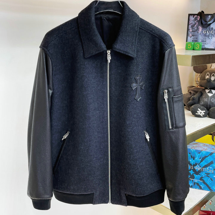 商品名称：クロムハーツ Chrome Hearts JS-JKCM23001　2023年春夏最新入荷 ロングスリーブ ボンバージャケット フルジップ ジャケット フードなし トップスコート 長袖 メンズ用