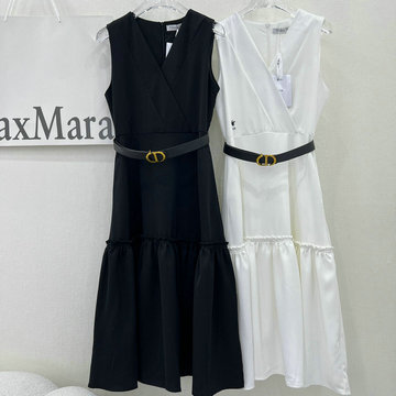 商品名称：クリスチャンディオール CHRISTIAN DIOR JS-KQCD23005　2023年春夏最新入荷 ノースリーブ ミディドレス OL ワンピース レディース ティアードスカート ベルト付き