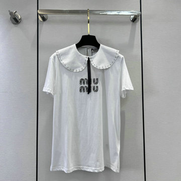 ミュウミュウ MIUMIU JS-TDMM23001　2023年春夏最新入荷 Tシャツ 半袖 ショートスリーブ スウェットシャツ 短袖 トップス レジャーシャツ