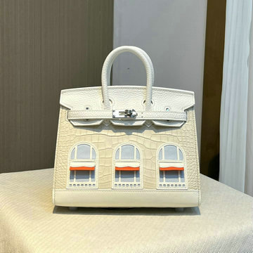 エルメス HERMES 063-HBK20TGFZBS 2023最新入荷 バーキンバッグ トップハンドルバッグ トートバッグ ハンドバッグ レディースかばん 白雪姫 家 クロコ革