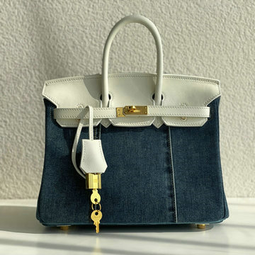 エルメス HERMES 063-HBK25SFNZSL 2023最新入荷 バーキンバッグ トップハンドルバッグ トートバッグ ハンドバッグ レディースかばん swift革 デニム