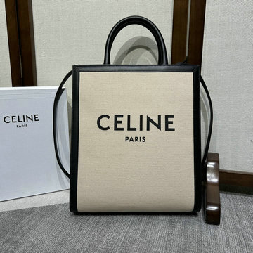 セリーヌ CELINE GH-CE192082BBK 2023年最新入荷 スモール バーティカル カバ ハンドバッグ トートバッグ 2way ショルダーバッグ テキスタイル