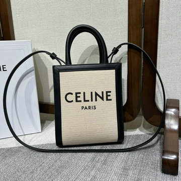 セリーヌ CELINE GH-CE193302BBK2023年最新入荷 スモール バーティカル カバ ハンドバッグ トートバッグ 2way ショルダーバッグ テキスタイル