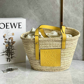 ロエベ LOEWE 99-LE22392YL 2023年最新入荷 バスケットバッグ トートバッグ ハンドバッグ ショルダーバッグ レディースかばん ヤシの葉＋カーフ