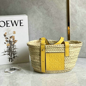 ロエベ LOEWE 99-LE22393YL 2023年最新入荷 バスケットバッグ トートバッグ ハンドバッグ ショルダーバッグ レディースかばん ヤシの葉＋カーフ