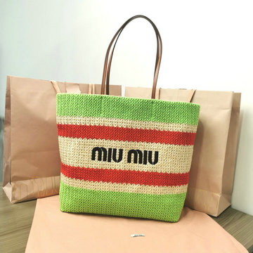 商品名称：ミュウミュウ MIUMIU 99-MM5BG228GL 2023年最新入荷 トートバッグ ハンドバッグ 肩掛け ショルダーバッグ レディースかばん ラフィア