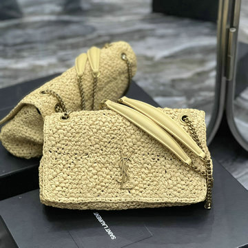 イヴサンローラン Saint laurent YSL 99-YSL515821BXS 2023年最新入荷 ジェイミー ミディアム ラフィア フラップバッグ 斜め掛け ショルダーバッグ