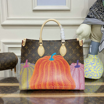 ルイヴィトン LOUISVUITTON 057-M46466 2023年最新入荷 LV x YK オンザゴー MM ハンドバッグ トートバッグ ママバッグ ショッピングバッグ モノグラム