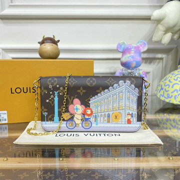 ルイヴィトン LOUISVUITTON 057-M81545 2023年最新入荷 ポシェット フェリシー チェーンウォレット 長財布 ショルダーバッグ モノグラムキャンパス