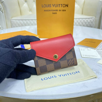ルイヴィトン LOUISVUITTON 057-N60166 2023年最新入荷 ポルトフォイユ ゾエ 三つ折り短財布 ショートウォレット 小銭入れ カード入れ ダミエエベヌキャンパス