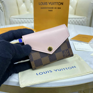 ルイヴィトン LOUISVUITTON 057-N60167 2023年最新入荷 ポルトフォイユ ゾエ 三つ折り短財布 ショートウォレット 小銭入れ カード入れ ダミエエベヌキャンパス